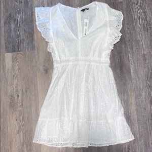 NWT Aqua White Lace Dress with Frilly Sleeves